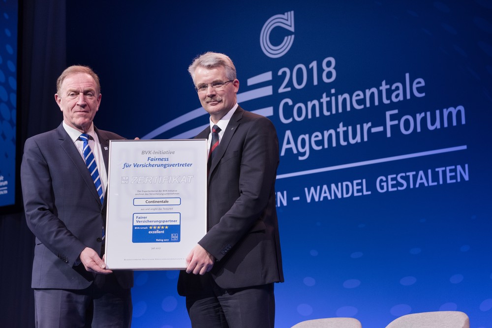 Continentale Versicherungsverbund: Zum fünften Mal Höchstnote „exzellent“ beim BVK-Fairness-Siegel