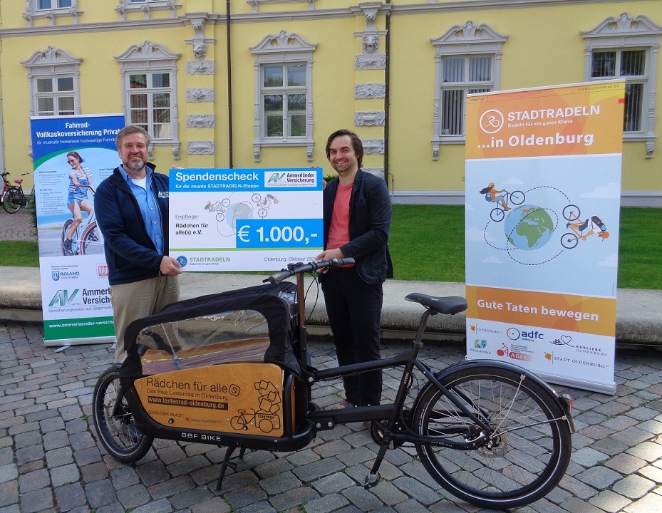STADTRADELN 2021: Neuer Rekord und 1.000 Euro an Lastenrad-Verein „Rädchen für alle(s)“ Teilnehmende sammelten Fahrradkilometer und ermöglichen Spende
