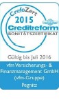 Das Bonitätszertifikat CrefoZert dokumentiert unsere Unternehmensbonität und basiert auf einer professionellen Jahresabschlussanalyse durch die Creditreform Rating AG sowie den Bonitätsinformationen der Creditreform Wirtschaftsdatenbank